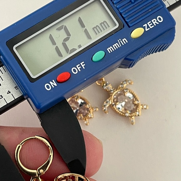 18k Gold Filled CZ Turtle Huggie Earrings & Neckla - Picture 8 of 9